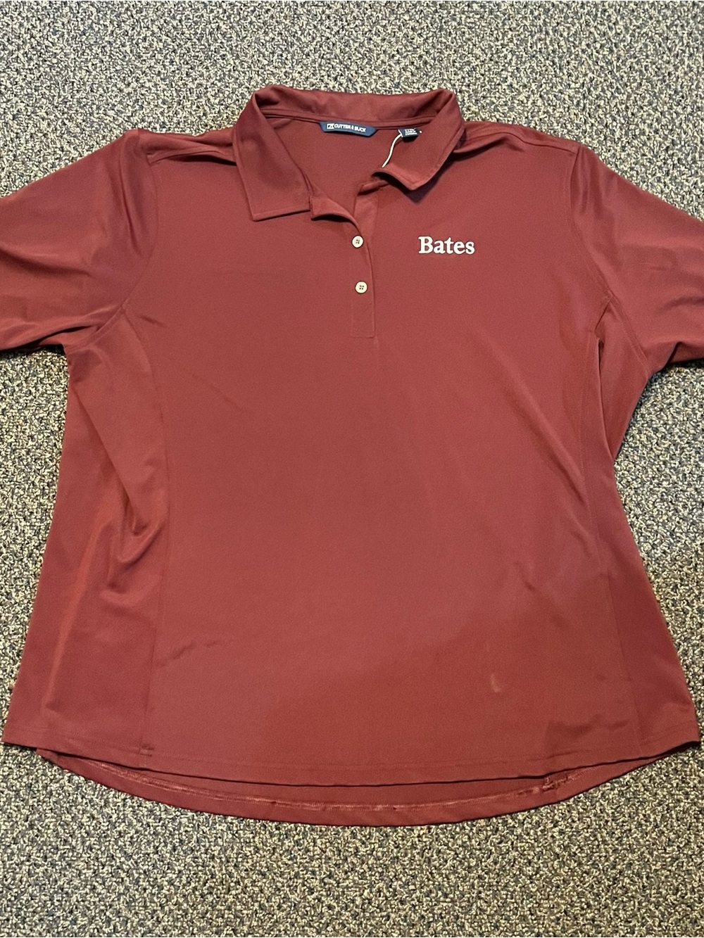 Bates College Burgundy Polo with Embroidered Logo